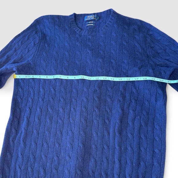Polo Ralph Lauren Cashmere Cable Knit Sweater Navy Blue Crewneck Women’s L - Picture 10 of 10